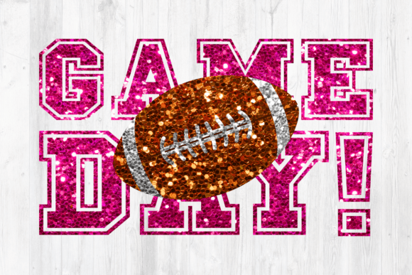 Football Game Day Hot Pink Glitter Graphics