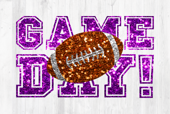 Football Game Day Purple Glitter Graphics & Crafts