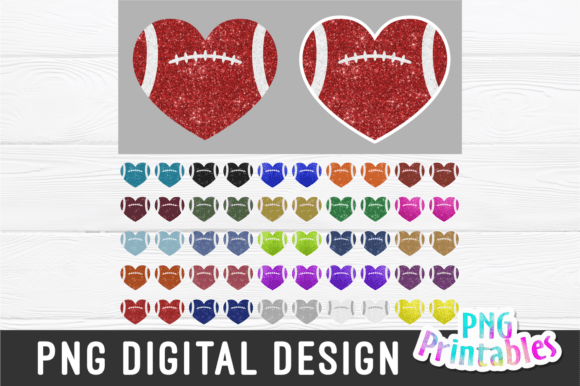 Glitter Football Heart Graphics for Crafts
